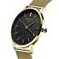 Rosefield Rosefield Horloge RBGMG-R07 Pearl Edit Staal met Geelgouden Plating Zwarte Wijzerplaat en Mesh Horlogeband