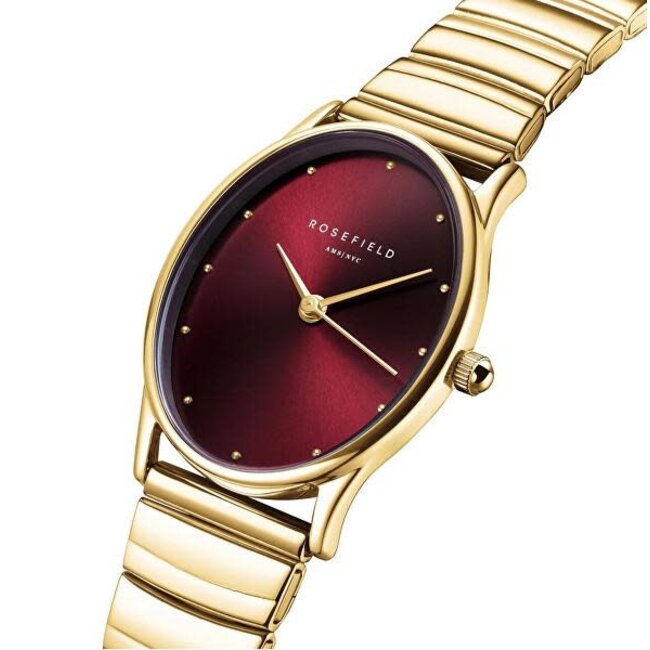 Rosefield Rosefield Horloge OVGSG-OV15 Staal met Goudkleurige Plating Bordeau Wijzerplaat