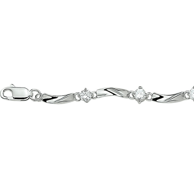 Blinckers Jewellery Huiscollectie BJ Armband 13.22361 Zilver met Zirkonia 5,0mm 18,5cm