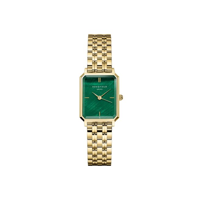 Rosefield Rosefield Horloge OEGSG-O79 Octagon XS Staal met Geelgouden Plating Quartz Emerald Wijzerplaat