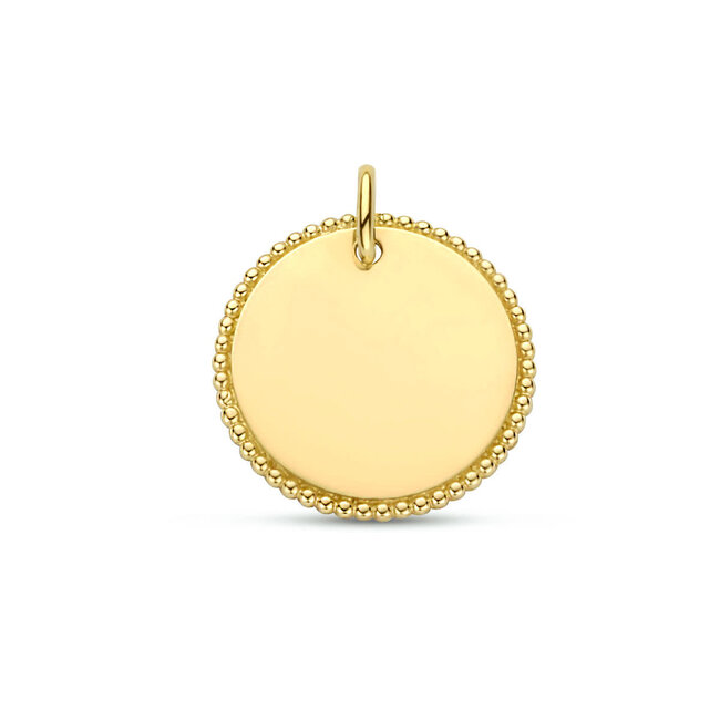 Blinckers Jewellery Huiscollectie BJ Hanger 40.23514 14k Geelgoud Rond met Bolletjes 16mm