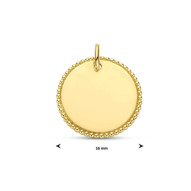 Blinckers Jewellery Huiscollectie BJ Hanger 40.23514 14k Geelgoud Rond met Bolletjes 16mm