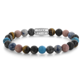 Rebel & Rose Rebel&Rose Armband RR-80117-S-M Oceaan Koraal 8mm Maat M
