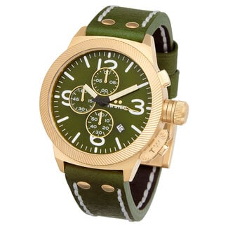 TW Steel TW Steel Horloge CS108 Canteen Staal met Geelgouden Plating Chonrograaf Quartz met Groene Horlogeband