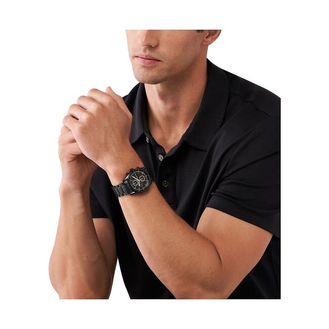 Michael Kors Michael Kors Horloge MK9113 Accelerator Staal met Zwarte Coating Quartz Chronograaf 42mm