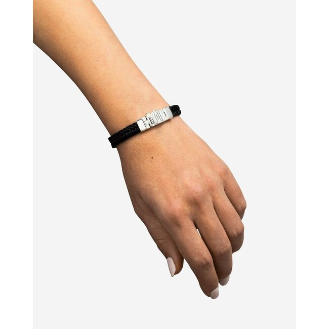 Buddha to Buddha Buddha to Buddha Armband 138BL E Barbara Zwart Leer Met Zilver Sluiting Maat E