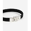 Buddha to Buddha Buddha to Buddha Armband 138BL E Barbara Zwart Leer Met Zilver Sluiting Maat E