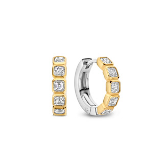Ti Sento Milano Ti Sento Oorbellen 7965ZY Zilver met Gouden Plating en Zirkonia's 16.5mm