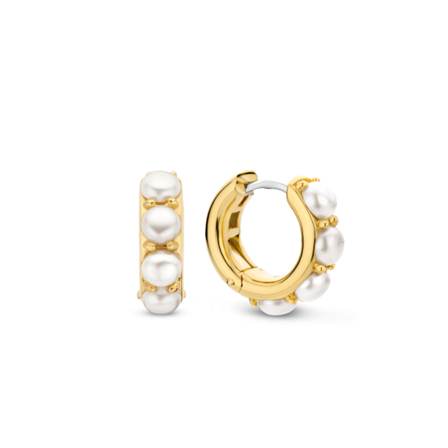 Ti Sento Milano Ti Sento Oorbellen 7962YP Zilver met Goude Plating en Parels 16mm