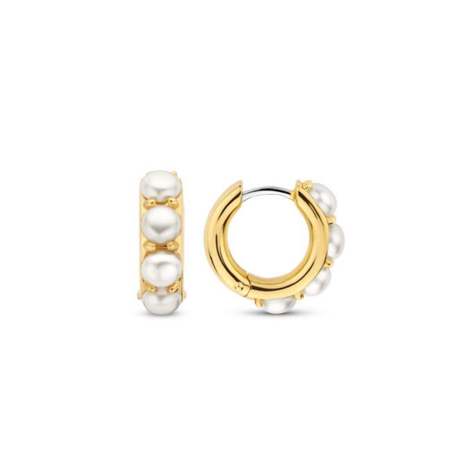 Ti Sento Milano Ti Sento Oorbellen 7962YP Zilver met Goude Plating en Parels 16mm