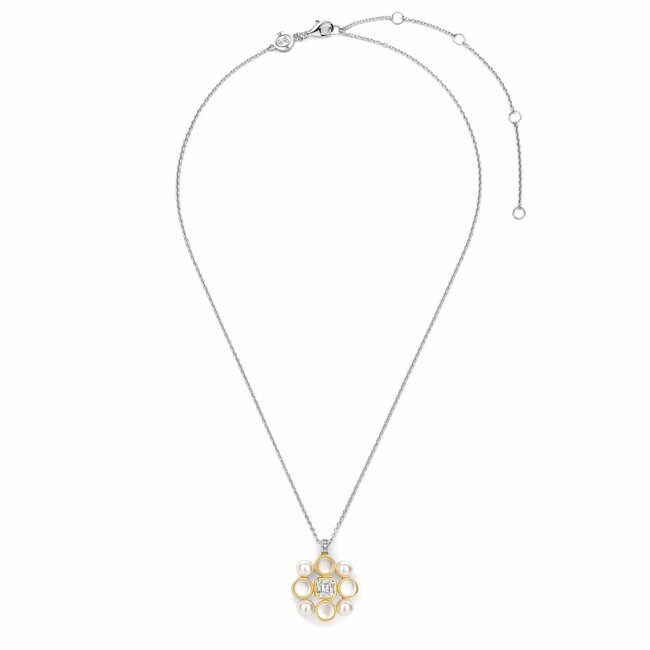 Ti Sento Milano Ti Sento Collier 34046YP Zilver met Goude Plating met Parels, Maansteen en Zirkonia 38-48cm