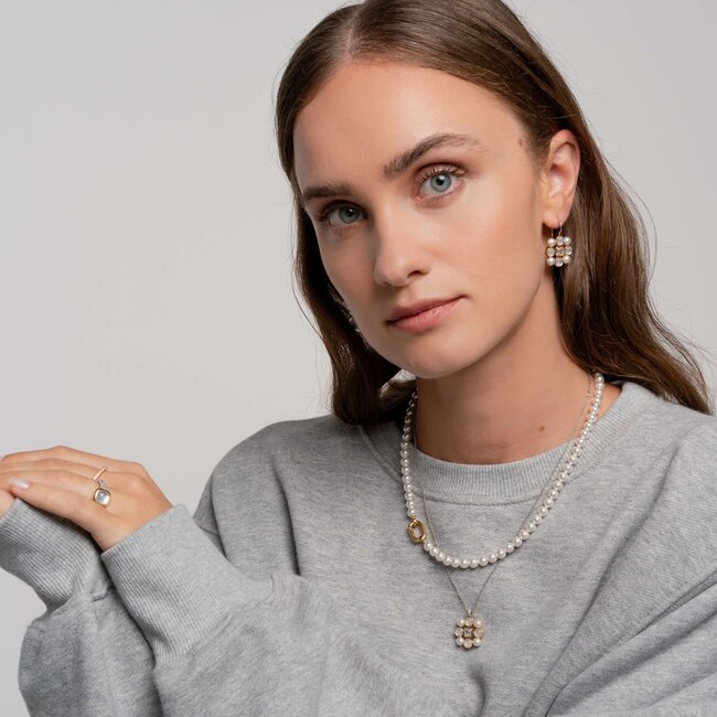 Ti Sento Milano Ti Sento Collier 34046YP Zilver met Goude Plating met Parels, Maansteen en Zirkonia 38-48cm