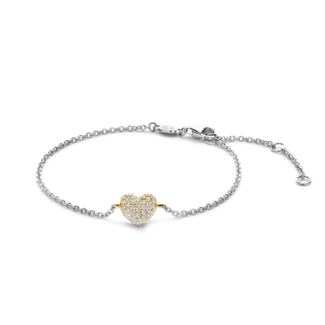 Ti Sento Milano Ti Sento Armband 2885ZY Zilver Bi-color met Hart en Zirkonia 16-20cm