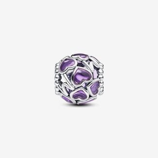 Pandora Pandora Bedel 793772C01 Mum met Paarse Hartjes Zilver