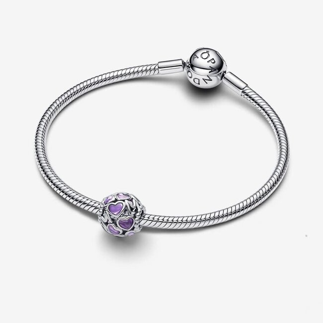 Pandora Pandora Bedel 793772C01 Mum met Paarse Hartjes Zilver