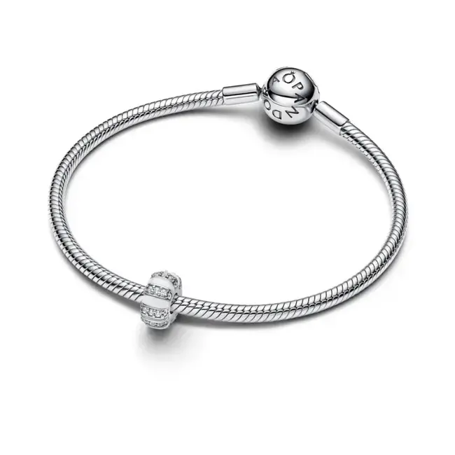 Pandora Pandora Bedel 793785C01 Zilver Clip met Zirkonia en Wit Emaille