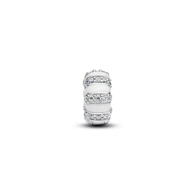 Pandora Pandora Bedel 793785C01 Zilver Clip met Zirkonia en Wit Emaille