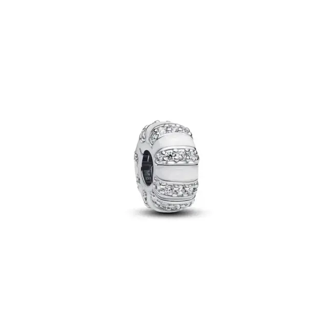 Pandora Pandora Bedel 793785C01 Zilver Clip met Zirkonia en Wit Emaille