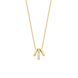 Blush Blush Collier met Hanger 3122YZI 14k Geelgoud met 3 balkjes als bedel 42cm