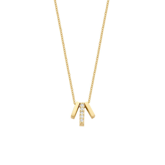 Blush Blush Collier met Hanger 3122YZI 14k Geelgoud met 3 balkjes als bedel 42cm