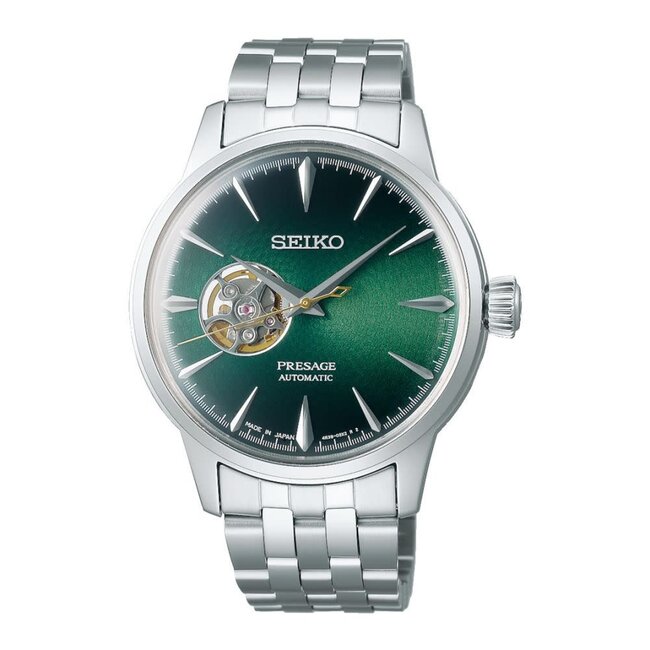 Seiko Seiko Horloge SSA441J1 Presage Staal Automaat 50m Waterdicht met Groene Wijzerplaat 40mm