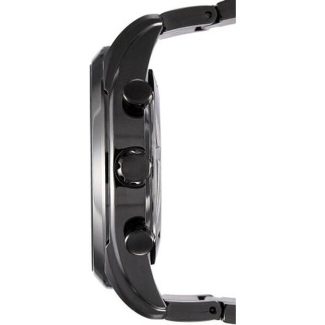 Seiko Seiko Horloge SSB179P1 Staal met Zwarte Coating Quartz Chronograaf 100m Waterdicht met Zwarte Wijzerplaat 45mm