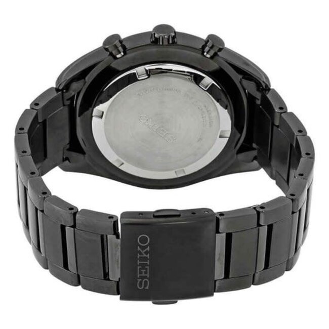 Seiko Seiko Horloge SSB179P1 Staal met Zwarte Coating Quartz Chronograaf 100m Waterdicht met Zwarte Wijzerplaat 45mm