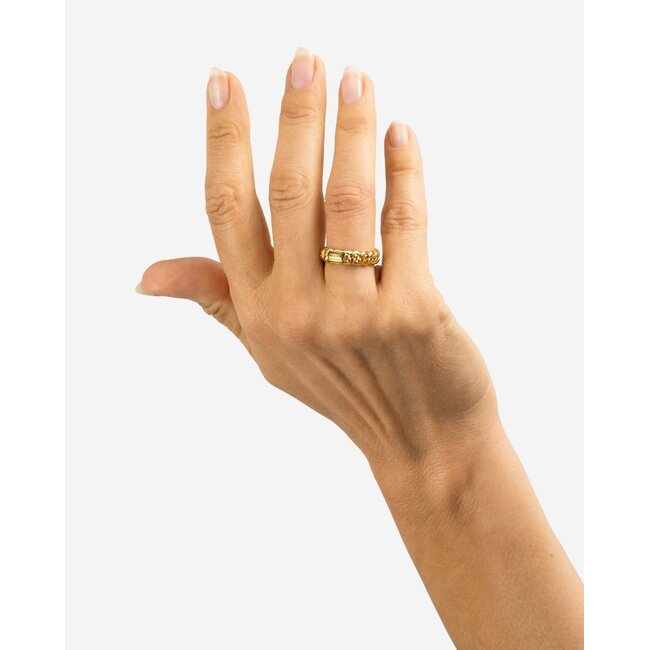 Buddha to Buddha Buddha to Buddha Ring 612GV 17,5  Nathalie XS Zilver met Geelgouden Plating Maat 17,5