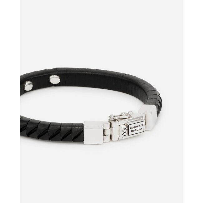 Buddha to Buddha Buddha to Buddha Armband 162BL F Komang Small Leather Black Maat F