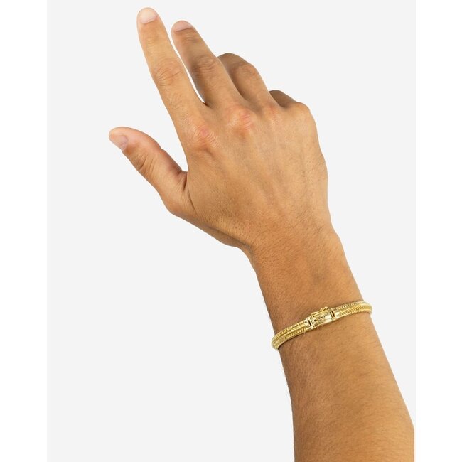 Buddha to Buddha Buddha To Buddha Armband J263GV E+ Edwin Mini Zilver met Geelgouden Plating Maat E+