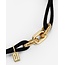 Buddha to Buddha Buddha To Buddha Armband 133BL GV M Katja Koord Zwart met Bedels van Zilver met Geelgouden Plating