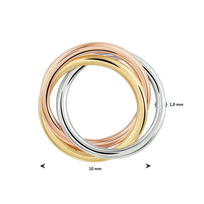 The House Of Blinckers THOB Hanger 43.00554 14k Tri-color Goud Trinity 10mm