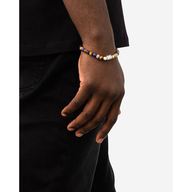 Buddha to Buddha Buddha to Buddha Armband 189MS E Spirit Mini Mix Solidate Tijgeroog Zilver  Maat E