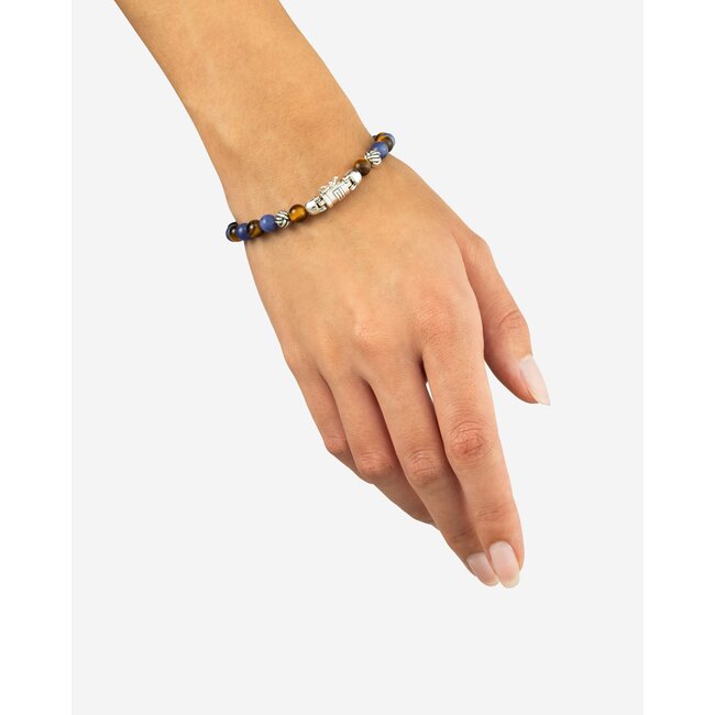 Buddha to Buddha Buddha to Buddha Armband 189MS E Spirit Mini Mix Solidate Tijgeroog Zilver  Maat E
