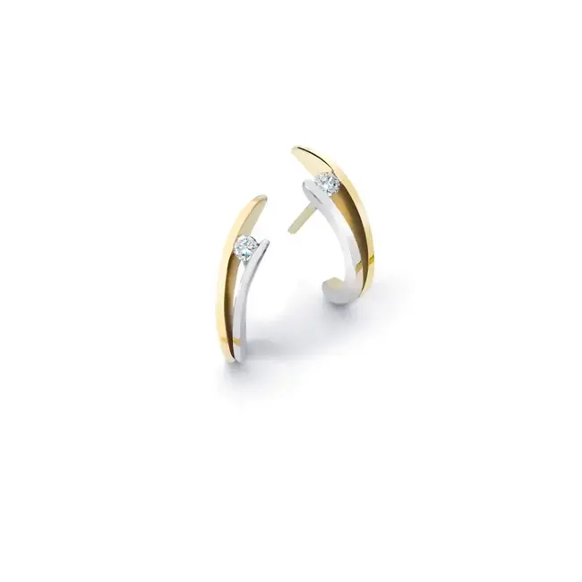 R&C R&C Oorbellen Victoire 38 14k Bi-color 0.03crt H SI Briljant geslepen Diamant