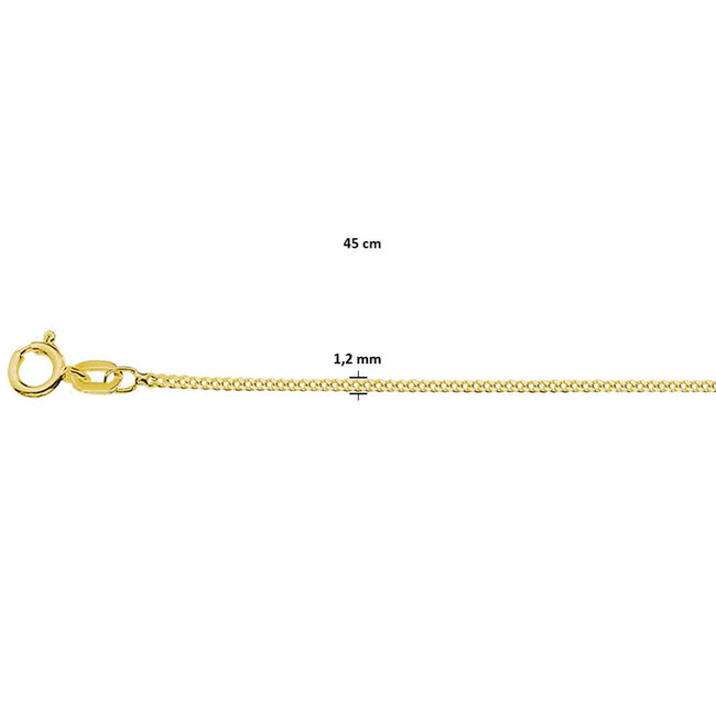 Blinckers Jewellery Huiscollectie BJ Collier  21.03367  Gourmette Ketting  4-zijdes geslepen 1,2 mm 3 micron