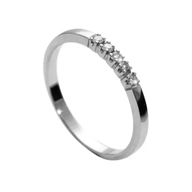 R&C R&C Ring 1702/55 14k Witgoud 5-0,10crt G SI Briljant geslepen Diamant Maat 55