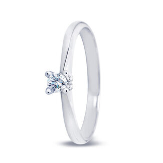 R&C R&C Ring Lila 84/55 14k Witgoud met 0.10crt G SI Briljant geslepen Diamant Maat 54