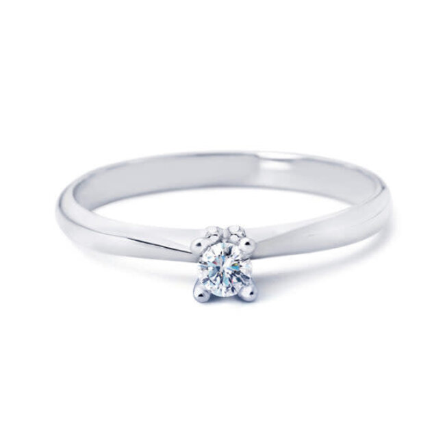 R&C R&C Ring Lila 84/55 14k Witgoud met 0.10crt G SI Briljant geslepen Diamant Maat 54