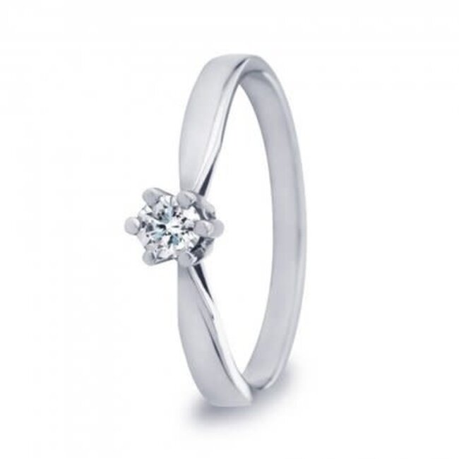 R&C R&C Ring Aumone 29/54 14k Witgoud met 0.08crt G SI Briljant geslepen Diamant Maat 54