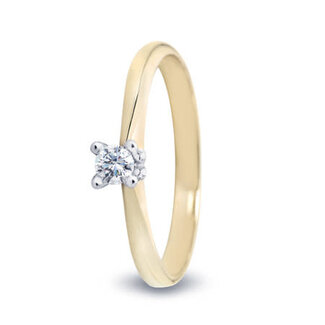 R&C R&C Ring Lila 84/54 14k Geelgoud met 0.05crt G SI Briljant geslepen Diamant Maat 54