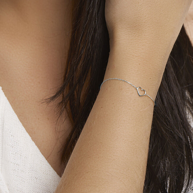 Blinckers Jewellery Huiscollectie BJ Armband 41.05381 14k Witgoud Hartje 16-18cm