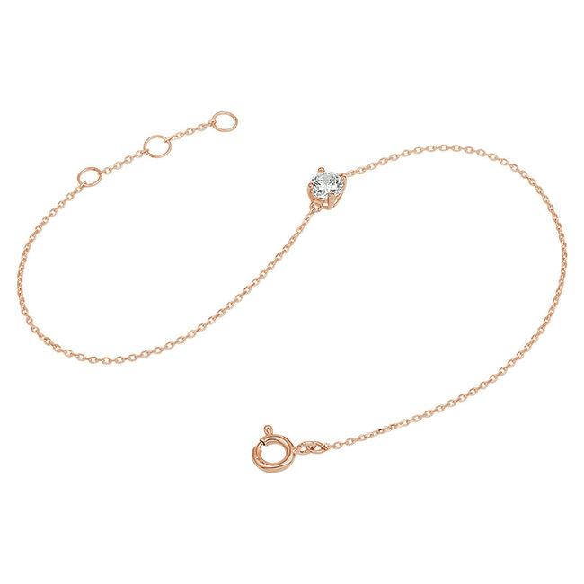 Blinckers Jewellery Huiscollectie BJ Armband 44.01249 14k Rosegoud Zirkonia 16-18 cm