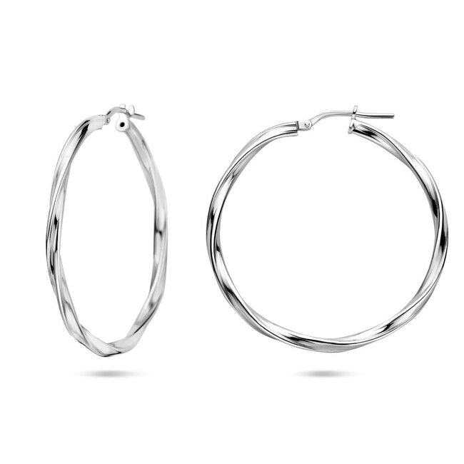 Blinckers Jewellery Huiscollectie BJ Oorbellen 13.37968 Zilver Oorringen Gedraaid 2.5x40mm