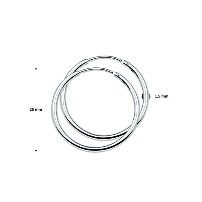 Blinckers Jewellery Huiscollectie BJ Oorbellen 13.22216 Zilver Oorringen Buis 1.5x25mm