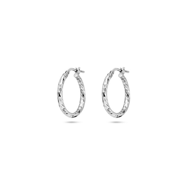 Blinckers Jewellery Huiscollectie BJ Oorbellen 13.37977 Zilver Oorringen Gediamanteerd 2x20mm