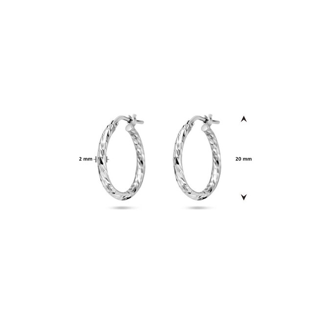 Blinckers Jewellery Huiscollectie BJ Oorbellen 13.37977 Zilver Oorringen Gediamanteerd 2x20mm