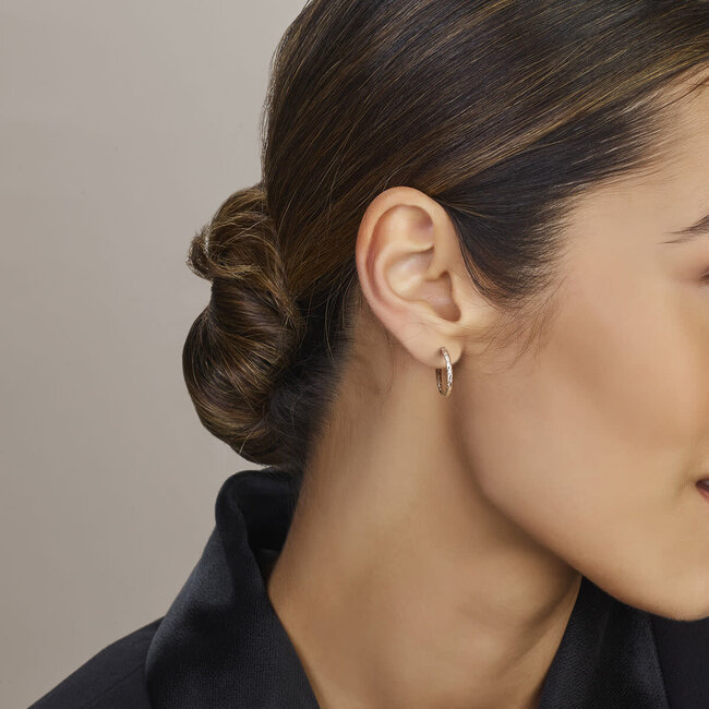 Blinckers Jewellery Huiscollectie BJ Oorbellen 13.37977 Zilver Oorringen Gediamanteerd 2x20mm