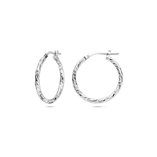 Blinckers Jewellery Huiscollectie BJ Oorbellen 13.37980 Zilver Oorringen Gediamanteerd 2x25mm