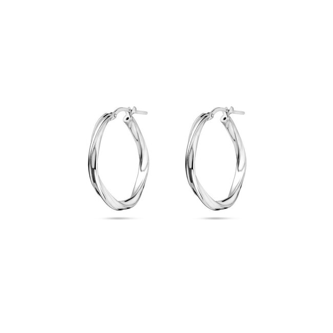 Blinckers Jewellery Huiscollectie BJ Oorbellen 13.37962 Zilver Oorringen Gedraaid 2.5x24mm